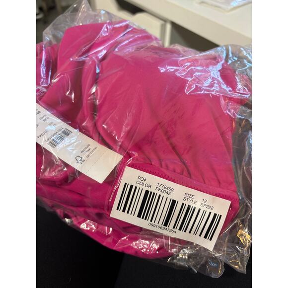 NWT J. Crew‎ Ruched Ruffle One-Piece Swimsuit, Hot Pink, Size 10 - Picture 3 of 4